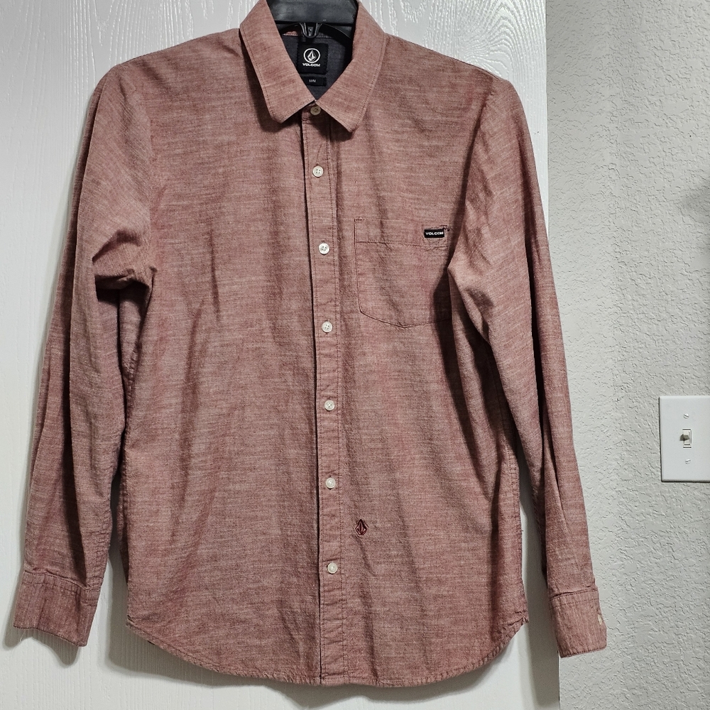 Volcom Men's Long-sleeve Button-up Shirt Hearher Red Size M